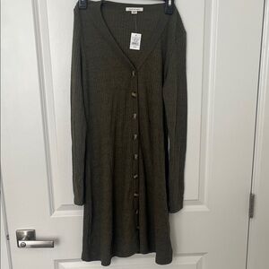 American Eagle Olive Green Button-Down Dress